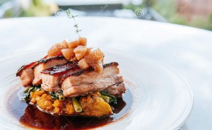 braised-pork-belly-brown-sauce-vegetables-modern-chines-top-view-chinese-cuisine-fine-dining-restaurant-126707601